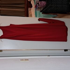 Red formal gown with train
